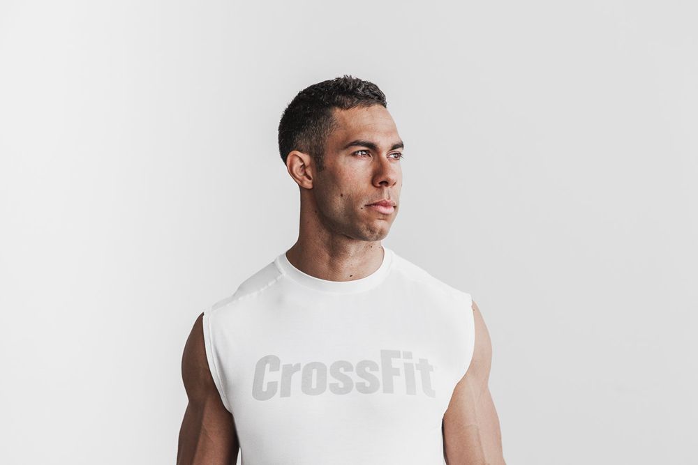 NOBULL Crossfit®  Tişört Erkek - Beyaz - Turkiye (SZT-156097)